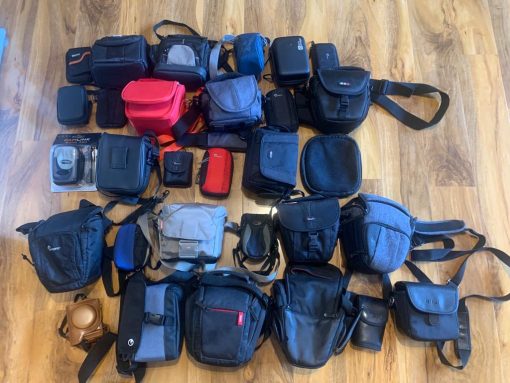 60 Camera bags/cases bulk Job Lowepro, Canon, Nikon, Lumix etc.